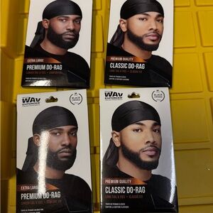 4pk- Wav Enforcer Black Premium Do-Rag